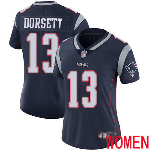 New England Patriots Football #13 Vapor Limited Navy Blue Women Phillip Dorsett Home NFL Jersey->women nfl jersey->Women Jersey
